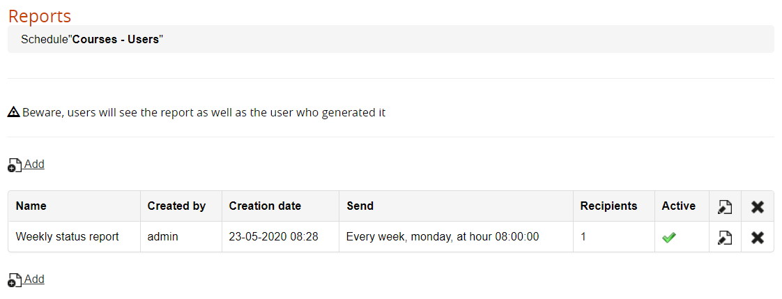 report schedule list